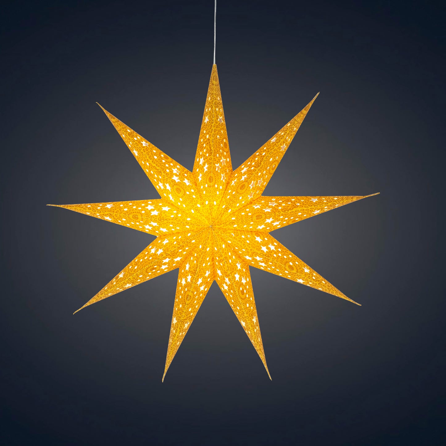 Hrim Star 9 Point 16" Gold w/ Gold Glitter