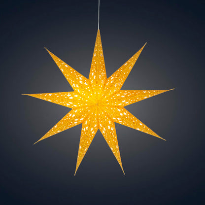 Hrim Star 9 Point 16" Gold w/ Gold Glitter