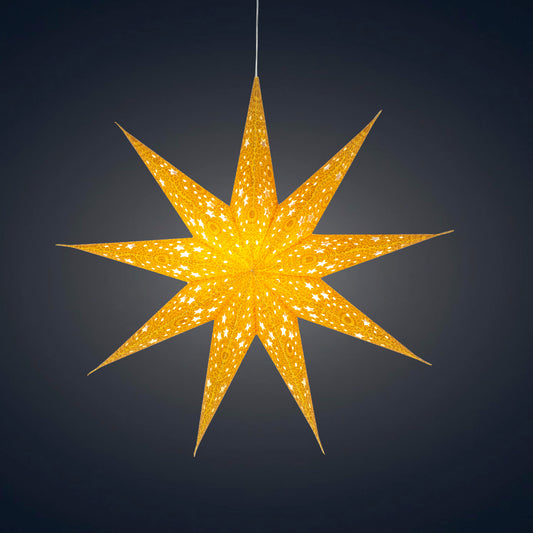 Hrim Star 9 Point 16" Gold w/ Gold Glitter