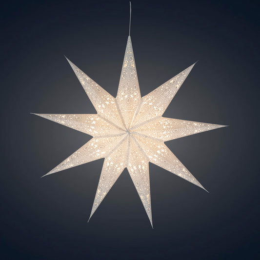 Hrm Star 9 Point 25" Cool White w/ Glitter