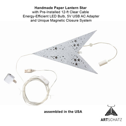 Hrm Star 9 Point 25" Cool White w/ Glitter