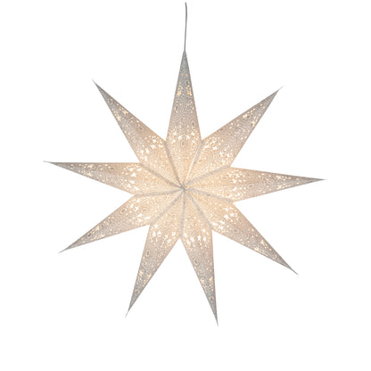 Hrm Star 9 Point 25" Cool White w/ Glitter