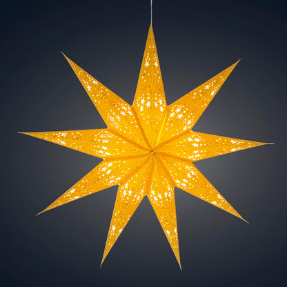 Hrim Star 9 Point 25" Gold w/ Gold Glitter