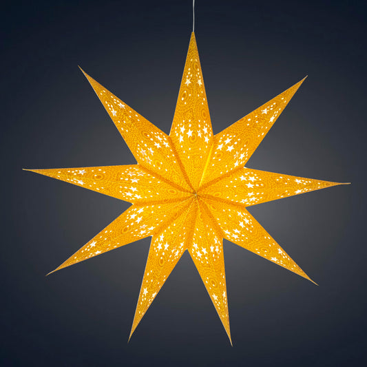 Hrim Star 9 Point 25" Gold w/ Gold Glitter