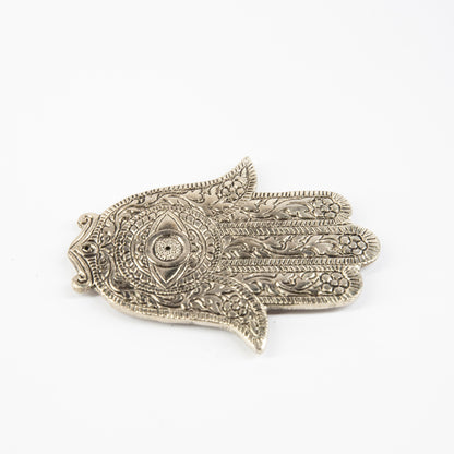 Hamsa Hand - Silver - Incense Holder for Sticks and Cones