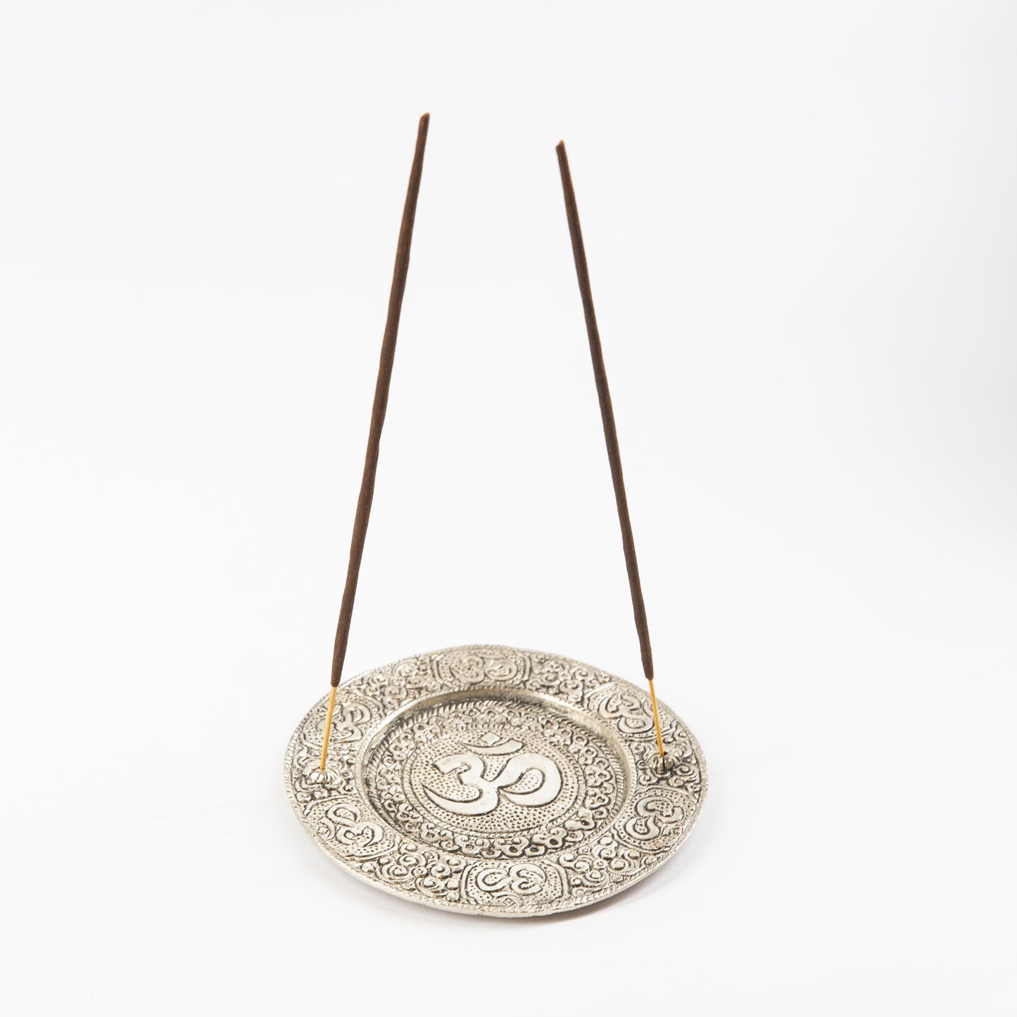 Om / Aum- Silver - Incense Holder for Sticks and Cones