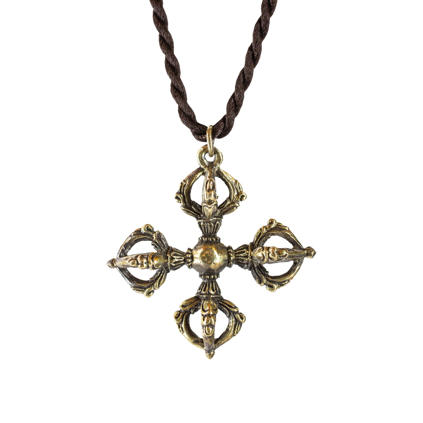 Double Dorje Vajra *Large* Brass Pendant Necklace