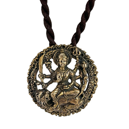 Durga (Round) Brass Pendant Necklace