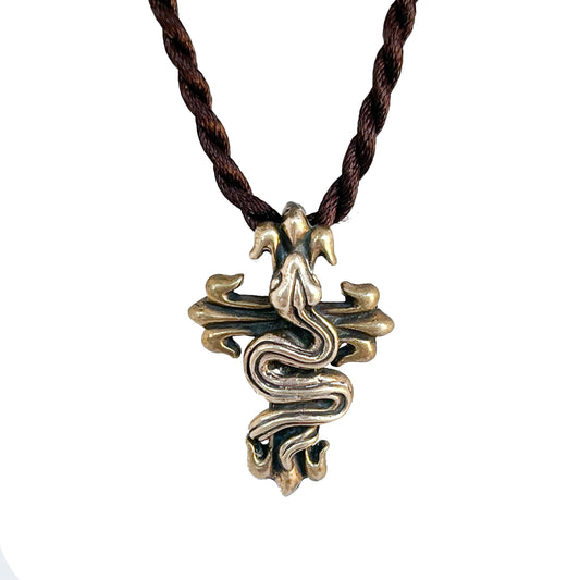 Snake / Serpent / Naga on Cross Pendant