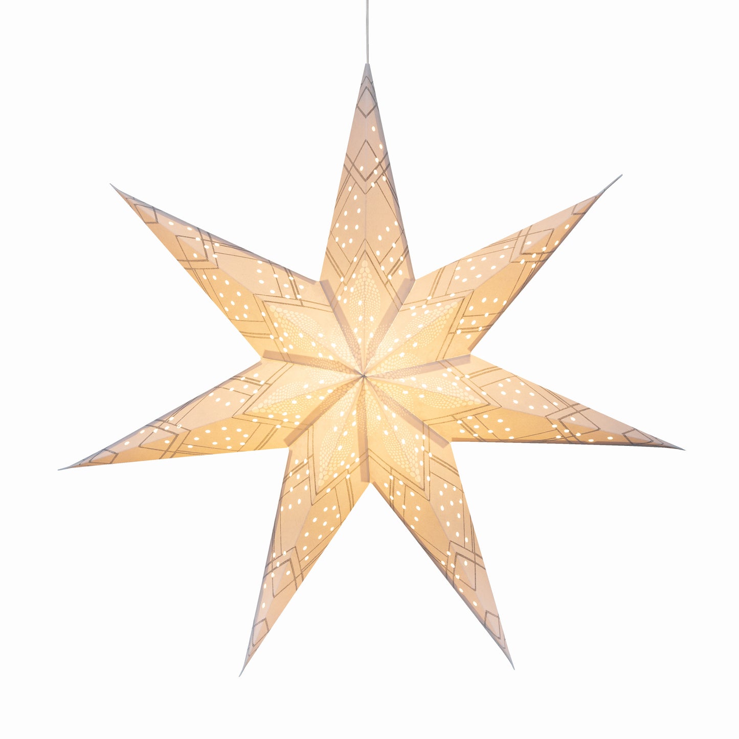 Poinsettia 7 Point 24" White with Glitter