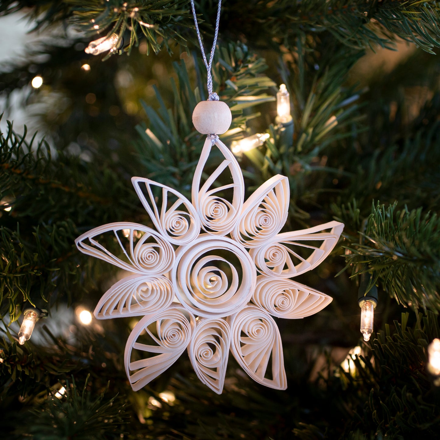 Quilling Snowflake "Aubin"  white - 4 inch Ø | Christmas / Winter