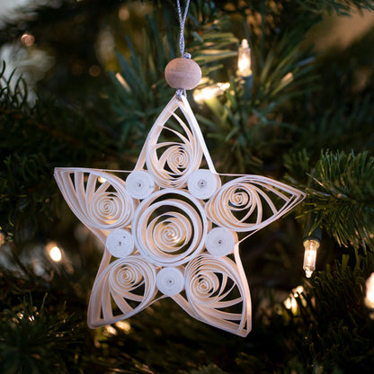 Quilling Star "Hami"  white - 4 inch Ø | Christmas / Winter