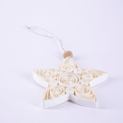 Quilling Star "Hami"  white - 4 inch Ø | Christmas / Winter