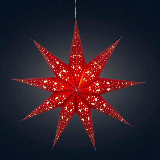 Twinkle Star 9 Point 25" Red w/ Glitter