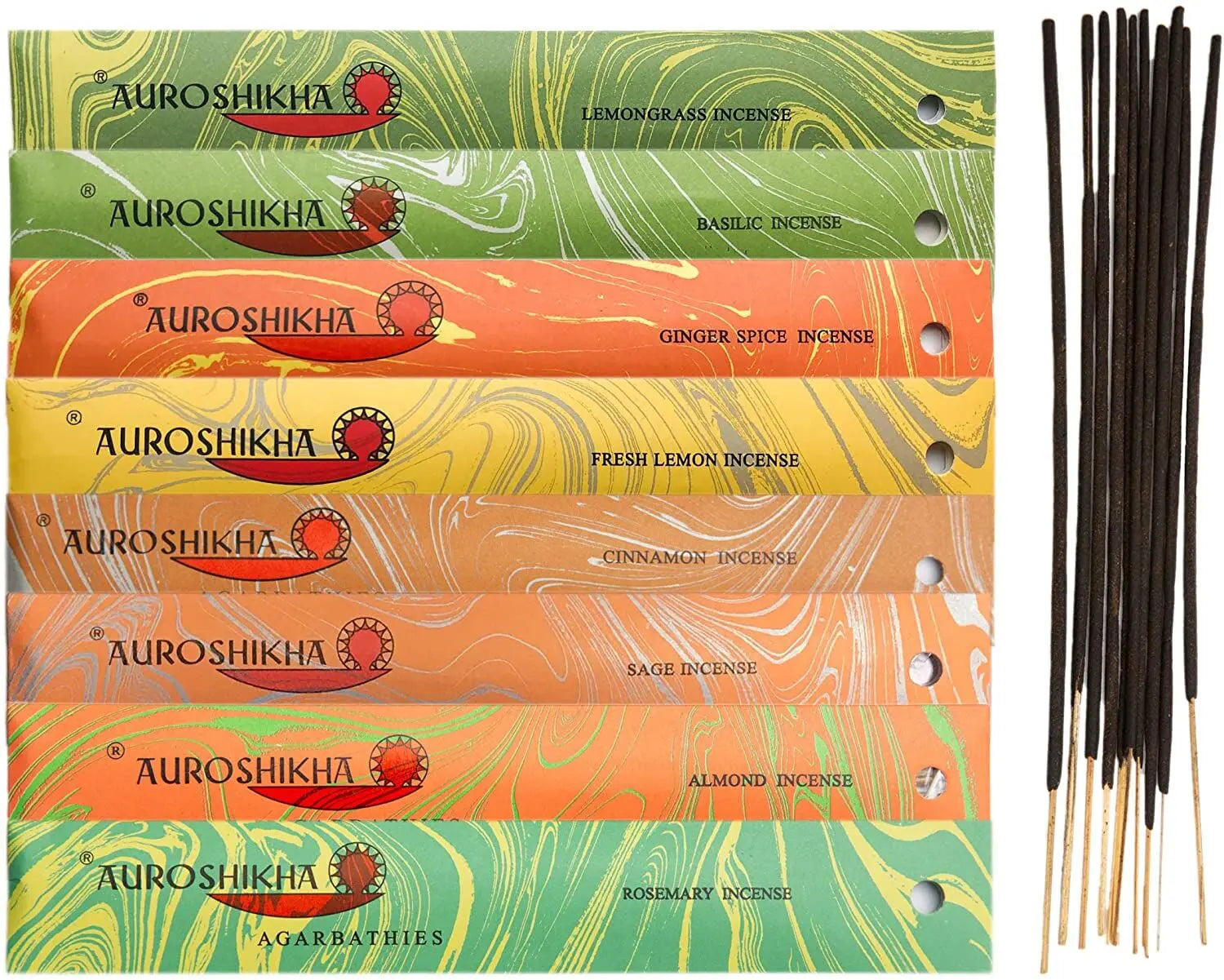 Auroshikha Agarbathies ~ in The Kitchen ~ Basilic, Ginger Spice, Lemon, Cinnamon, Sage, Lemongrass, Almond, Rosemary