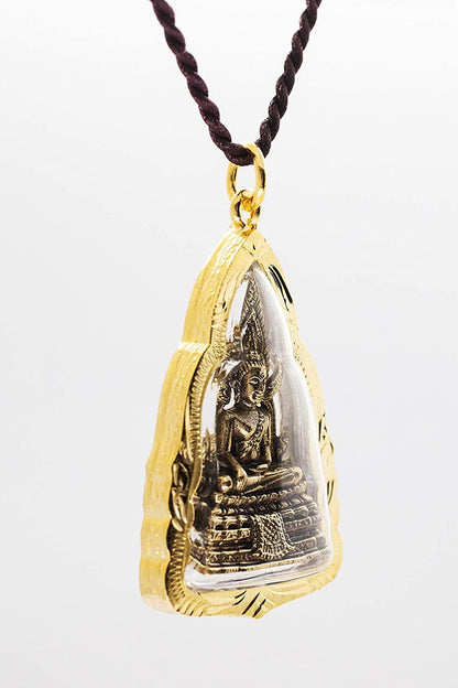 Artschatz - Phra Phuttha Chinnarat Buddha Bhumisparsha mudra Earth-Touching Golden Thai Amulet Pendant