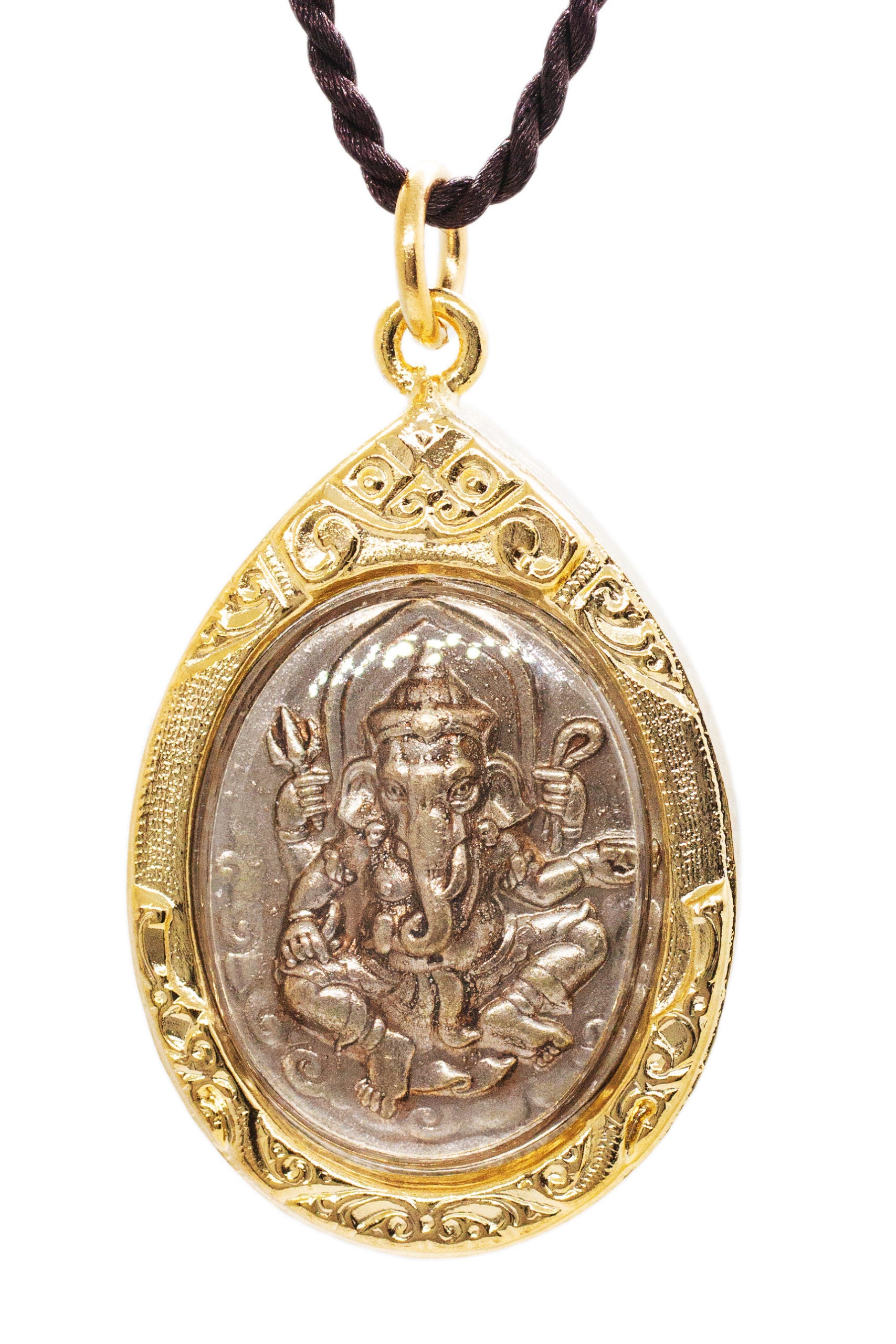 Ganesh Ekadanta Ganapati – Om Symbol in Lotus Flower – Amulet Hindu Pendant