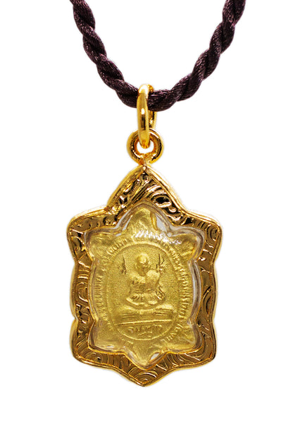 Artschatz - Turtle Shaped Standing Buddha and LP Liew Monk - Phra Puttajow Pahng Perd Lok Kee Tow Thai Amulet Pendant