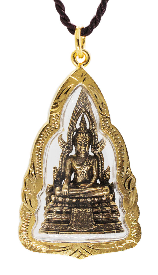 Artschatz - Phra Phuttha Chinnarat Buddha Bhumisparsha mudra Earth-Touching Golden Thai Amulet Pendant